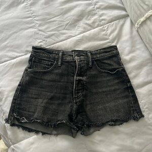 High Waist Black Jean Shorts